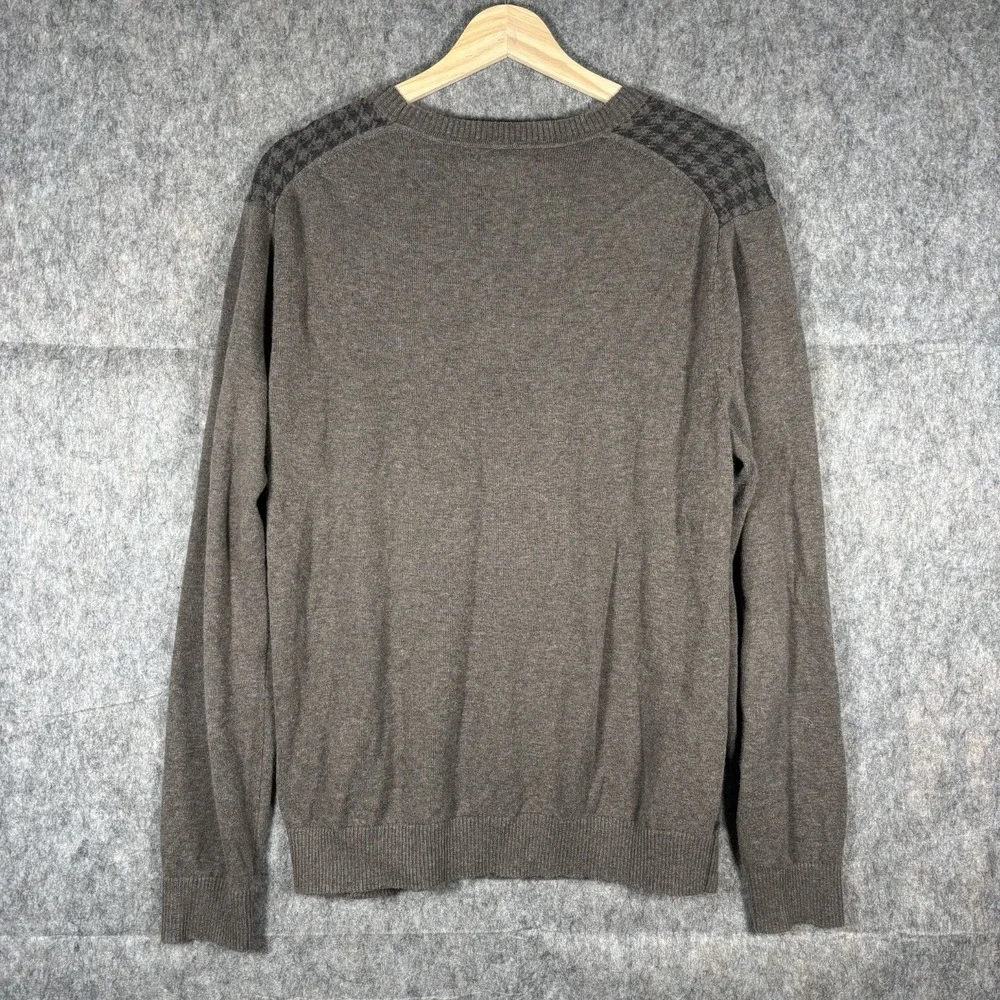 Banana Republic Houndstooth Sweater Mens‎ Medium Brown Pullover Preppy Casual